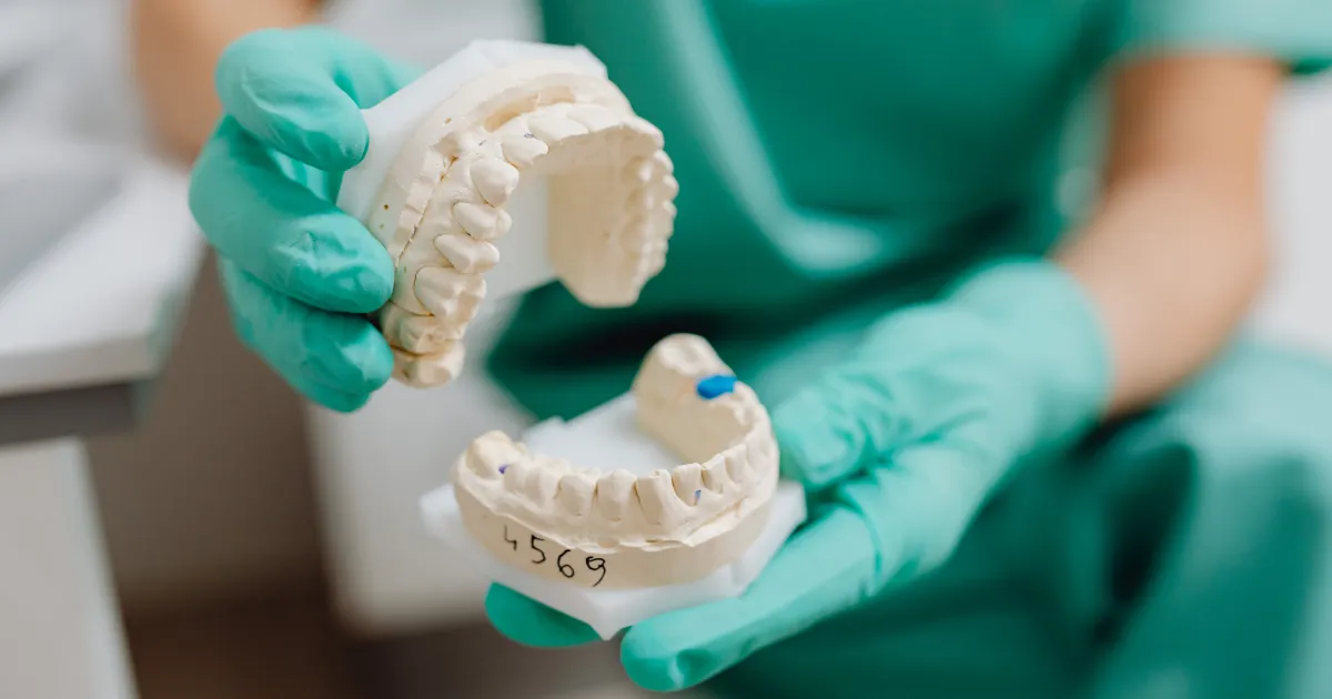 Dentist Showing Cosmetic Teeth Molds